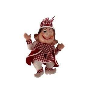 VTG CHRISTMAS Tree Ornament OL' KING Cole Soft Plastic Retro Flocked Gingham Red